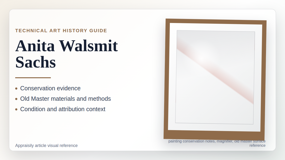 Anita Walsmit Sachs art research reference with conservation evidence, materials, condition, technical art history, and appraisal context