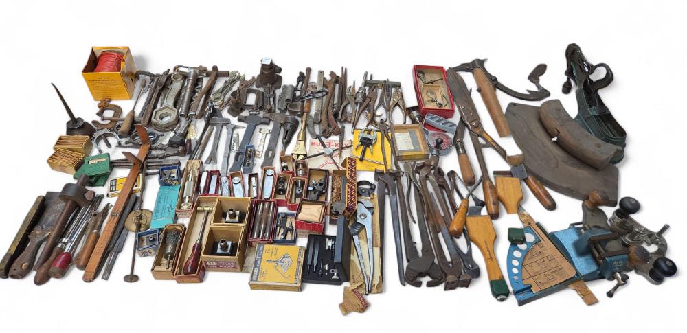 Antique hand tool identification reference with maker marks, patent dates, materials, form, wear, repairs, completeness, specialty use, and condition