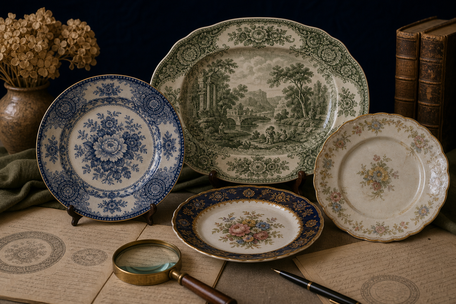 Reference image for documenting Satsuma decorative plate appraisal factors including base marks, glaze, enamel work, motifs, rim wear, chips, repairs, condition, and provenance