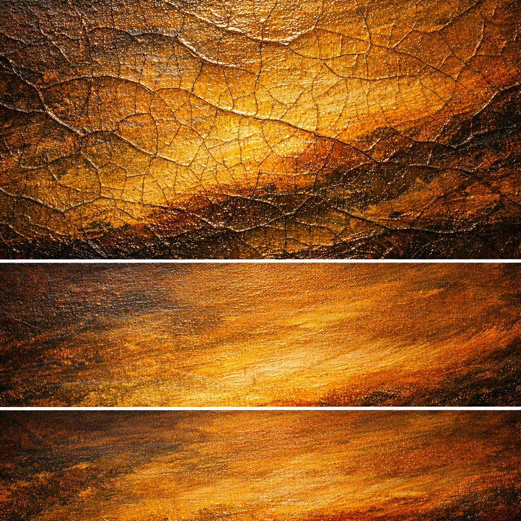 Reference image for documenting original painting appraisal factors including artist, signature, medium, support, dimensions, frame, verso, labels, condition, provenance, and attribution limits
