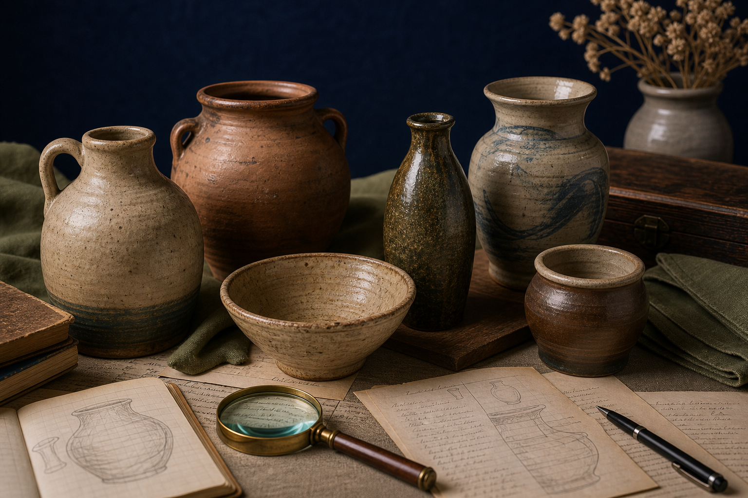 Deroma Made in Italy clay liquid container reference with marks, clay, glaze, form, stopper, photos, and condition