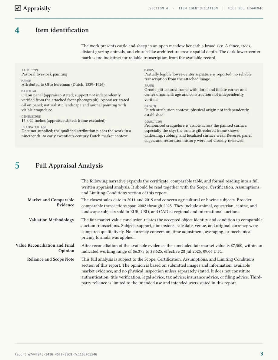 Actual sample report page 3: Identification & condition