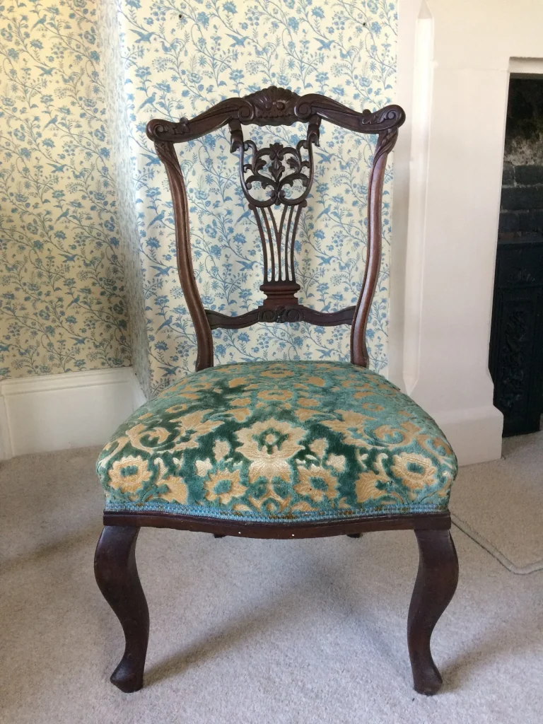 Victorian Circa late 19th Century Solid Wood Hand Carved Nursing Chair