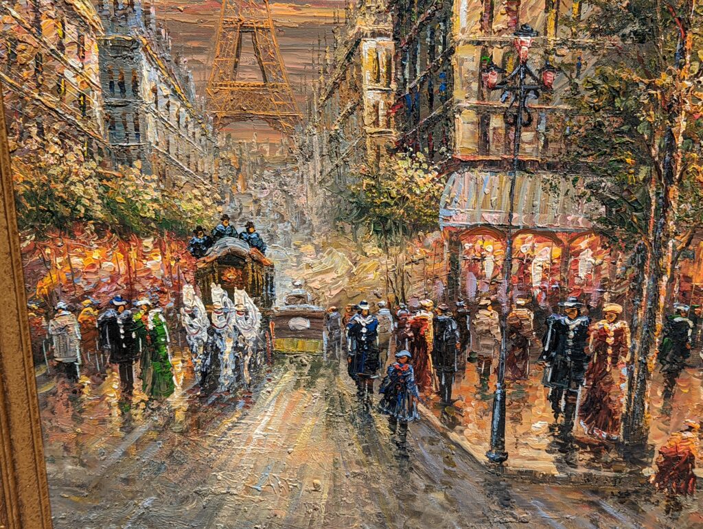A circa mid 20th Century Impresionist Paris Street Scene Painting