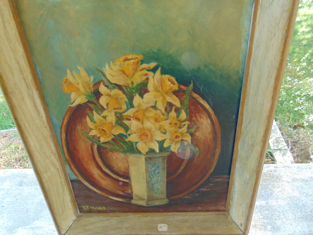 An Original Floral Bouquet Painting by T. E. Wright