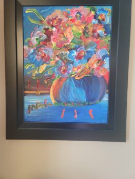 Original Painting "Vase Of Flowers" by Peter Max American (Active in USA) b. 1937