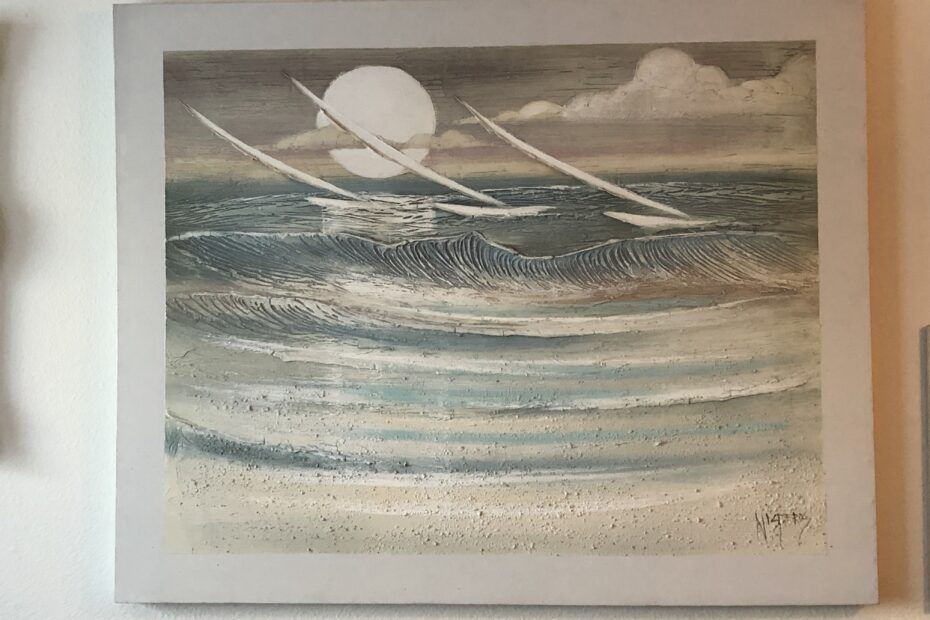 An Original Hand Made Painting SeaScape Scene from circa mid-late 20th Century