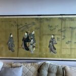 A circa 19thC Japanese Four-Panel Silk Screen Edo Period Kano School