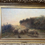 An Original Painting by Listed Artist John Austin Sands Monks (1850-1917) Rural Landscape Painting with Sheep