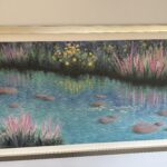 An Original Painting by Listed artist Francois Pierre [Zero Zoo] BLEAU (Canadian, 1952) Flower Garden Pool
