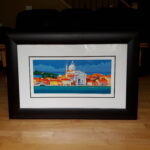 An Original Hand Signed Limited Edition Print Serigraph Titled “CATHEDRAL ISLAND” by listed Artist Alex Pauker (Russian / Israeli, b.1974) Depicting the Venice Lagoon, Italy, circa 2005 and size 8&13/16 x 20&1/4 inch