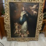 An Original Hand Made Painting Reproduction of The Immaculate Conception (oil on canvas) (1655) by Bartolome Esteban Murillo (After) Size 60 x 90 centimeters Religious Scene Painting Oil on Canvas from circa 18-19thC Unknown Unlisted Artist Unsigned