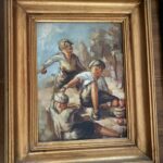 An Original Hand Made Painting attributed to listed artist Benjamin Vautier (1895-1974) Oil on Carboard depicting a Scene of Childrem playing from circa 1930s Impresionist Style