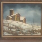 An Original Landscape Scene by Listed Artist Everett Woodson (American, born 1933) Depicting a Snowed Farm Countryside circa late 20thC Oil on Canvas Framed Fine Quality in Realist Style