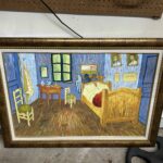 Hand Made Reproduction of Famous Painting by Vincent van GOGH, “Van Gogh’s Bedroom in Arles” originally made in 1889 reproduction circa mid 20thC Signed J Cumel (unlisted artist) Classic Van Gog’s Surrealist Style Framed