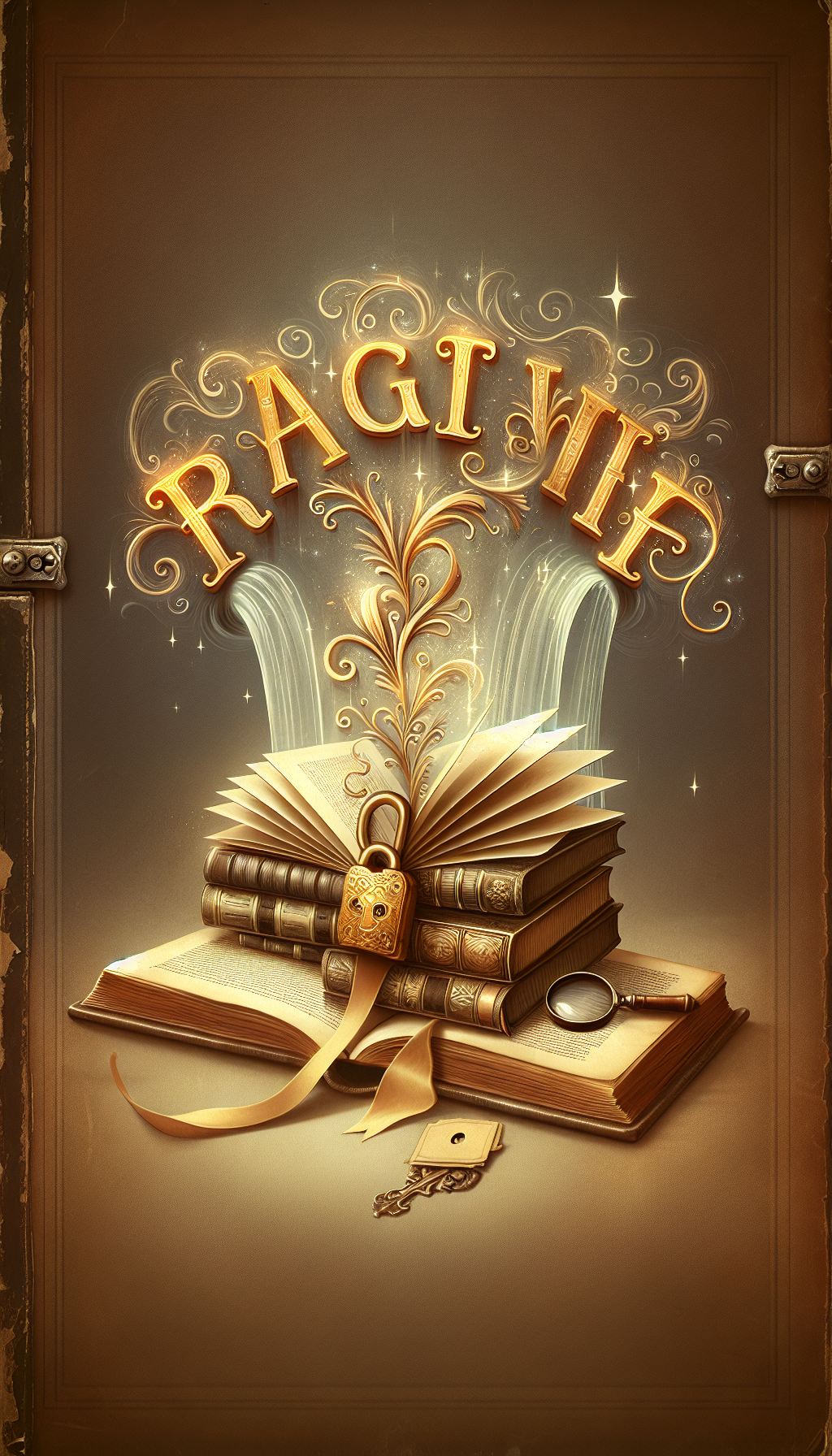 A whimsical, sepia-toned illustration depicts an open antique book with golden, gleaming letters lifting from the pages, forming the words "Rarity" and "Value." Above it, a delicate, transparent lock, representing exclusivity, encases a small stack of diverse, stylized books, each bound by a ribbon that transforms into a price tag. Vintage ornaments and a magnifying glass accentuate the theme.